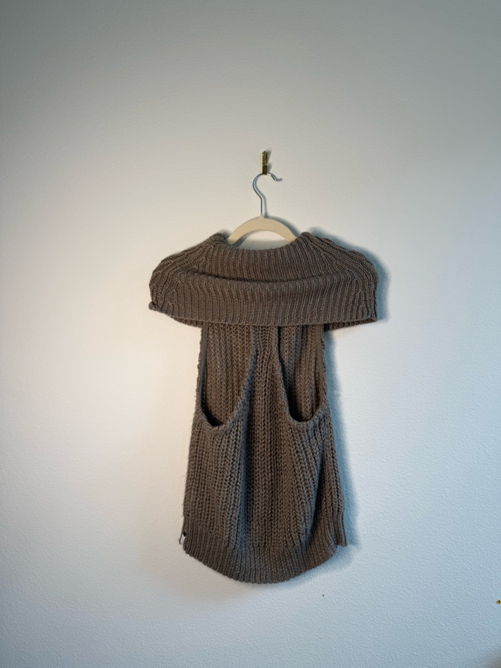 One Teaspoon Sleeveless Cowl Neck Knit Sweater Tank - Taupe - Picture 2 of 4